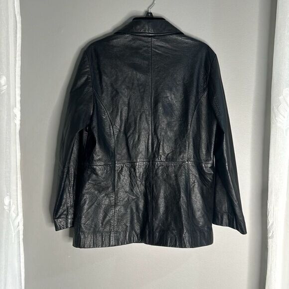 Maxima Wilson's leather 90s button up leather jacket woman's size large - Picture 8 of 10